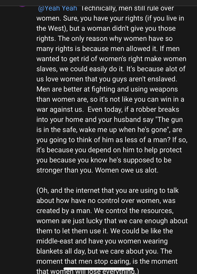 Are women’s rights actually women’s privileges? (Gifted kindly by men)?