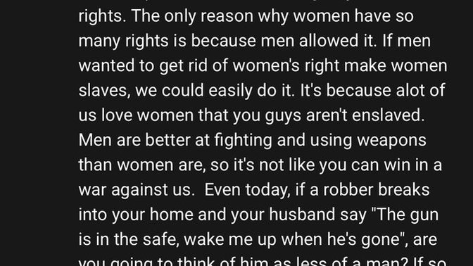Are women’s rights actually women’s privileges? (Gifted kindly by men)?