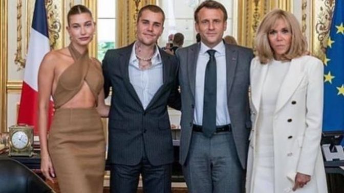 What do you think of Justin Bieber outfit and his wife`s outfit for the visit they made to the French President?
