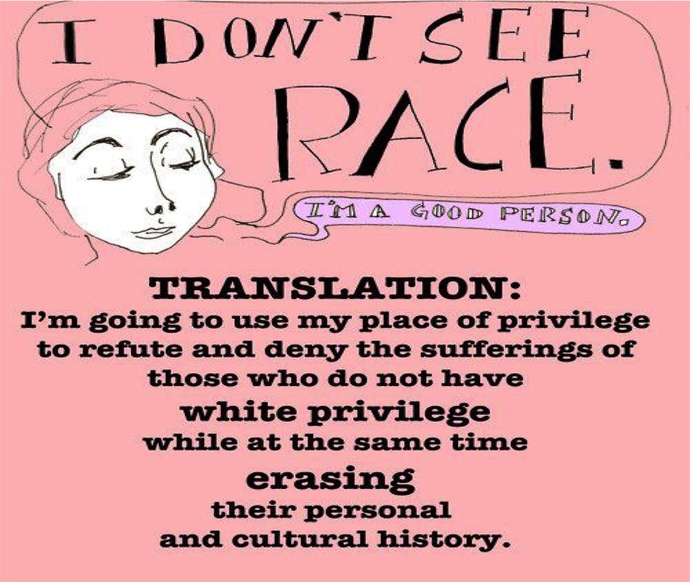 Why do people often say “I don’t care about race.” Do you realize being colorblind to race is racist and shows your privilege?