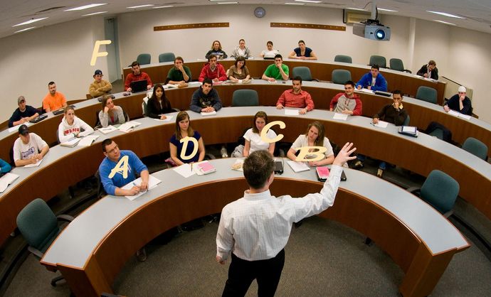 Do you agree with me that in the same spirit as wealth redistribution, there should be college grade redistribution?
