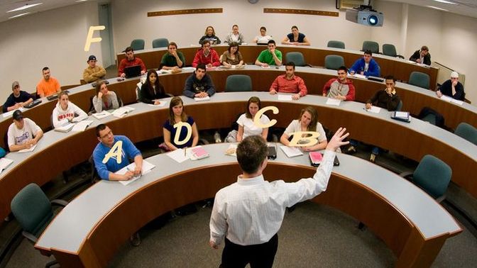 Do you agree with me that in the same spirit as wealth redistribution, there should be college grade redistribution?
