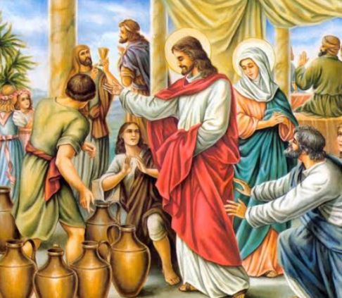 Jesus turnin water to wine I think?