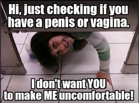 A trans-gender (Fake woman) exposes his penis to young girls in a bathroom spa. Thoughts on this?