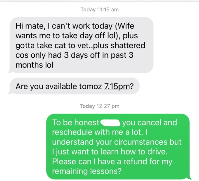 Was I too harsh on my driving instructor?