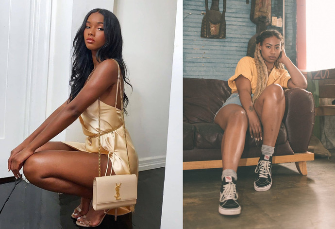 Neither are actually her, but she is half Black.