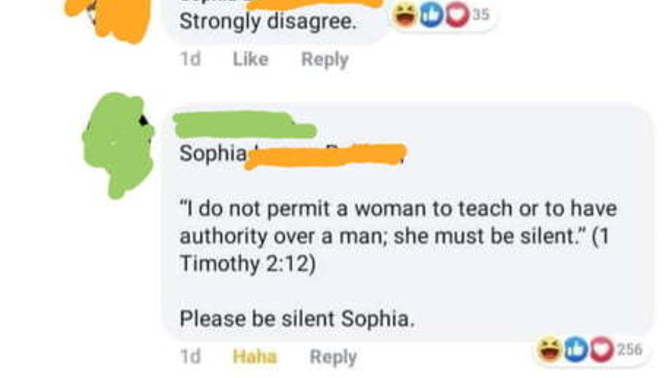 Why does Bible does not allow woman to have authority over man? And before you say "Islam is worst", I really don't care about that religion?