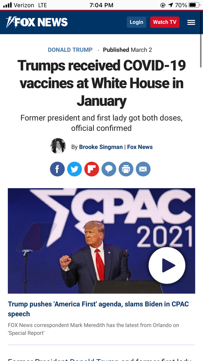 What do ANTI-VAXXERS have to say about Trump getting the vaccine himself back in March?