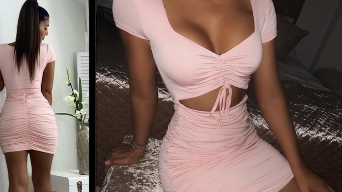 Which dress would suit bleach blonde hair more for clubbing in London?
