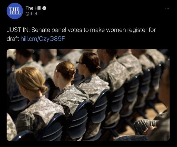 What do you think about the Senate panel voting to make women register for draft?