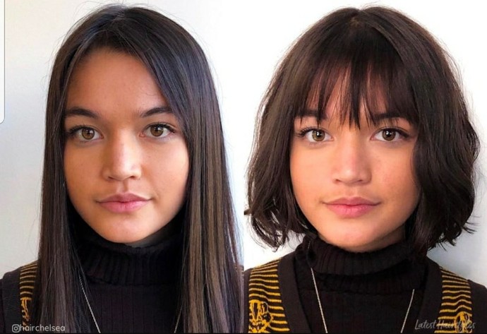 Does this girl look better with or without bangs?