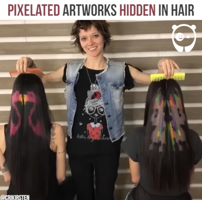 Would you do this to your hair where the outside of your hair normal but the inside is pixelated? If you would then which one?