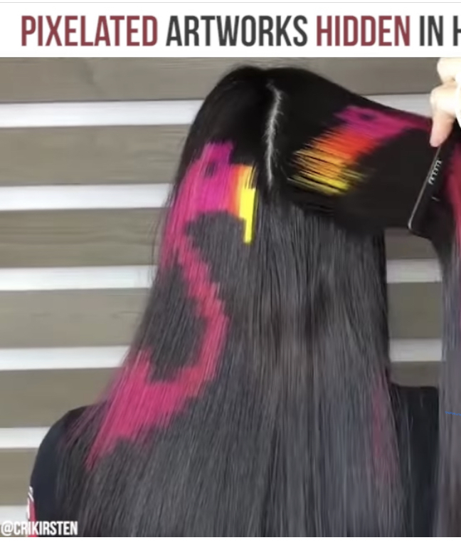 Would you do this to your hair where the outside of your hair normal but the inside is pixelated? If you would then which one?