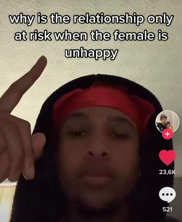 Why is the relationship only at risk when the female is unhappy?