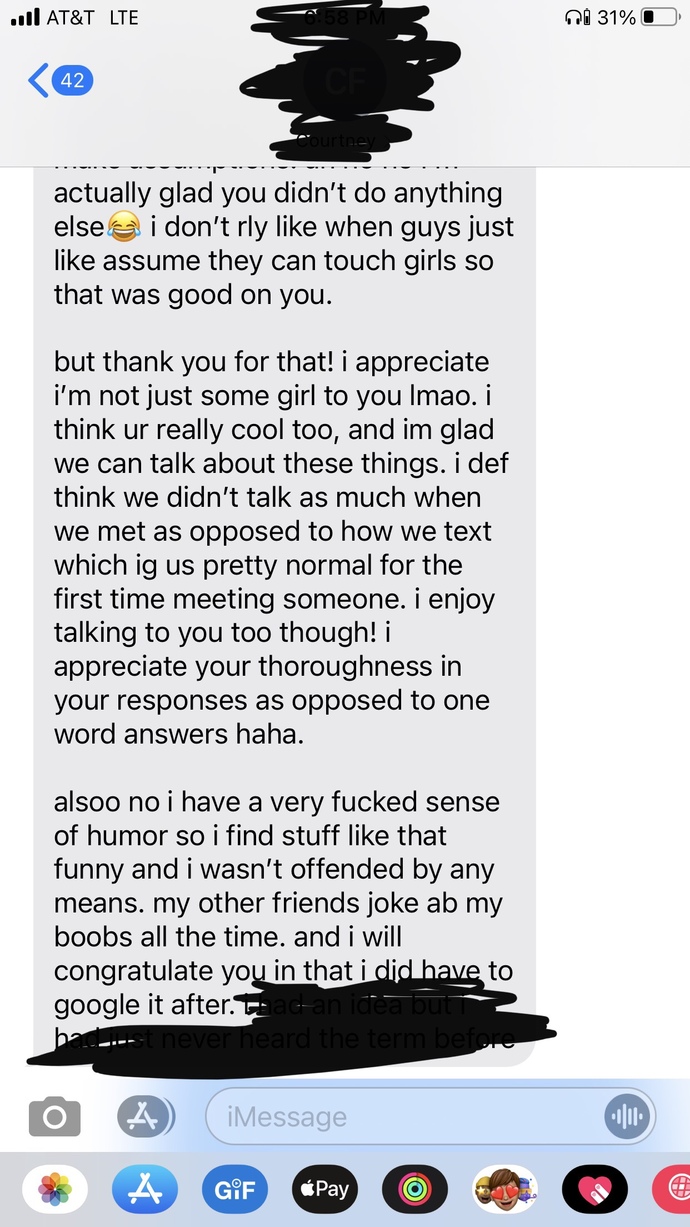 I (18M) confirmed my feelings to my crush (19F). Would anybody mind helping me interpret her response?