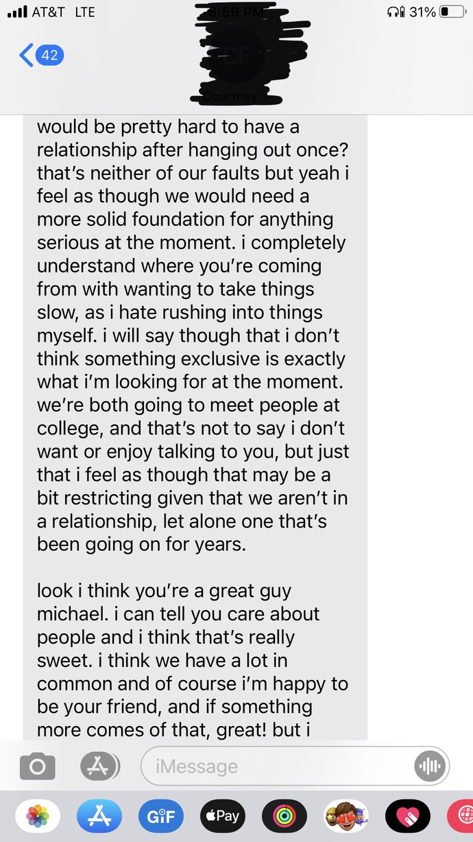 I (18M) confirmed my feelings to my crush (19F). Would anybody mind helping me interpret her response?