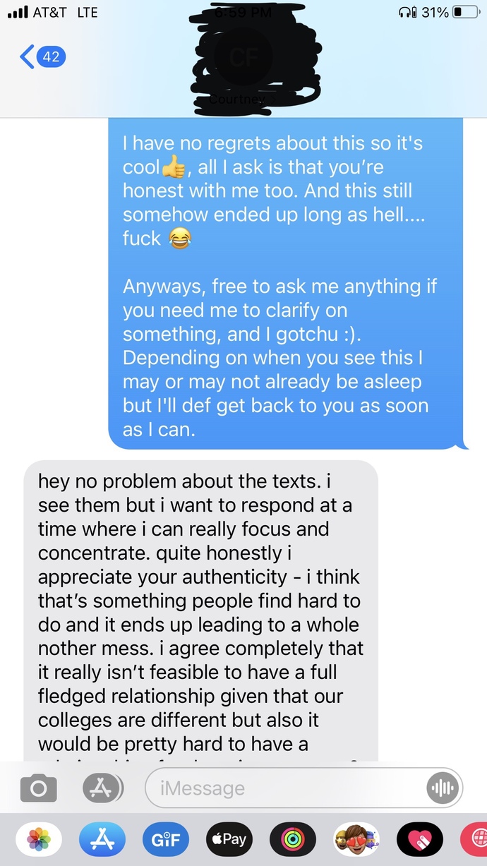 I (18M) confirmed my feelings to my crush (19F). Would anybody mind helping me interpret her response?