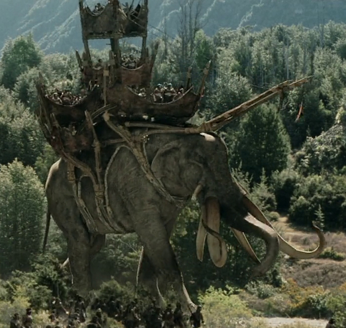 Which extinct elephant reminds you most of the mumakil from LOTR, Palaeloxodon namadicus or Stegotetrabelodon?
