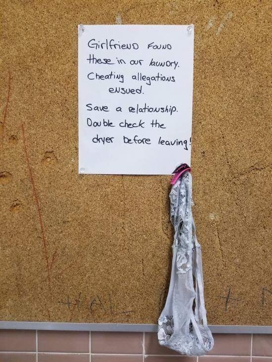 Do you think this girl left her panties in the dryer on purpose to cause a problem in someone’s relationship?