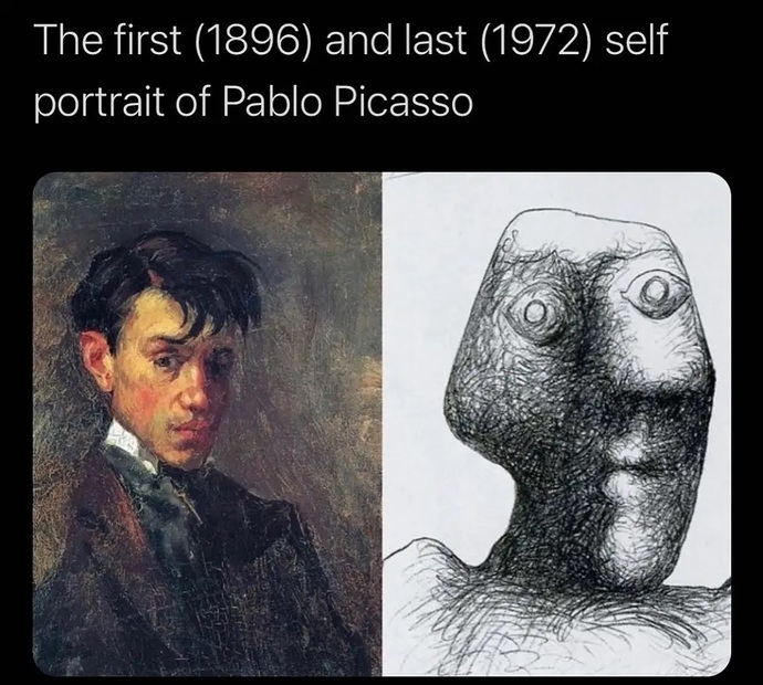 Why did Pablo Picassos self portraits worsened over time?