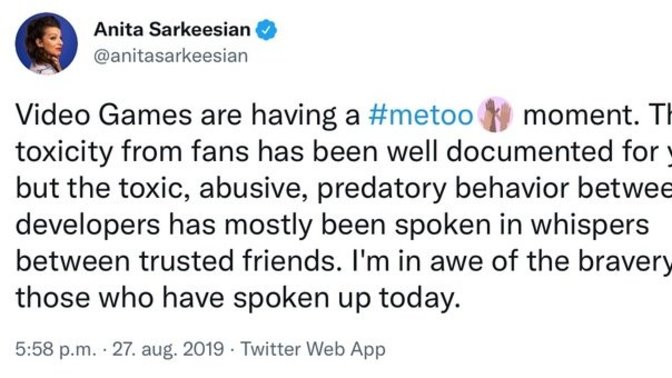 Should gaming get back to its metoo moment that somehow got dropped after Alec killed himself?