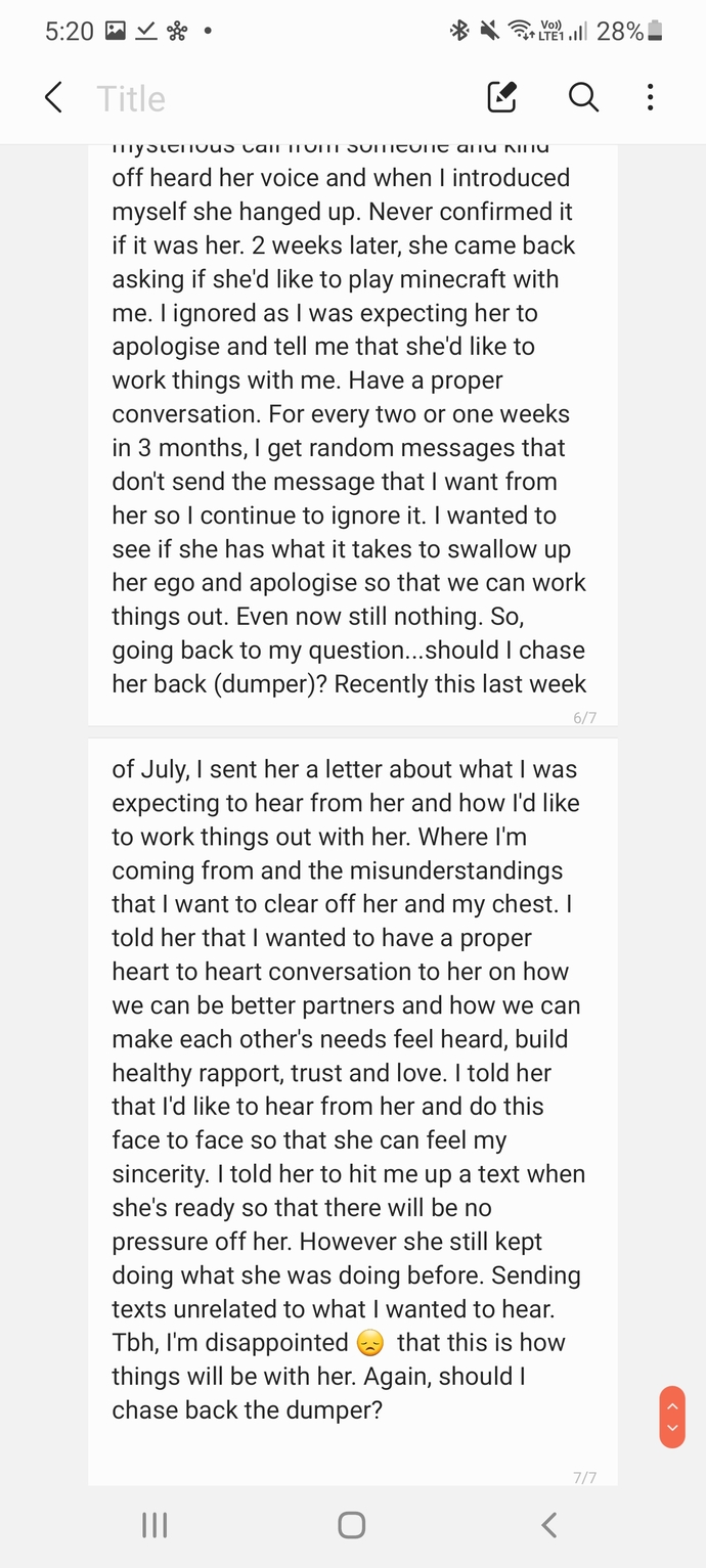 Should the dumpee ever chase the dumper?