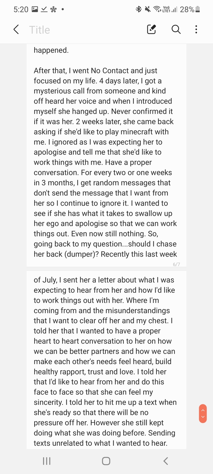 Should the dumpee ever chase the dumper?