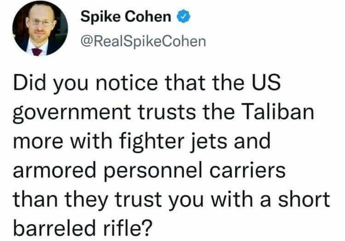 Isnt it troubling, Joe Biden is okay with the Taliban having Military weapons, but its lot okay for civilians having affordable ammo & firearms?