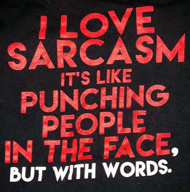 I speak sarcasm as a second language. Sometimes as a first.
