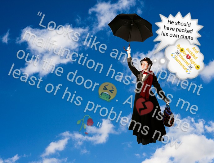 Fanciful singing nannies don't worry about umbrella free fall equipment malfunctions