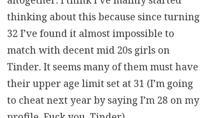 What do you think about men who lie about their age on tinder?