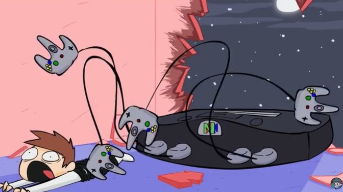 You’re in your room chilling when suddenly a giant N64 bursts in with n64 controller tentacles to swallow you whole! What do you do?
