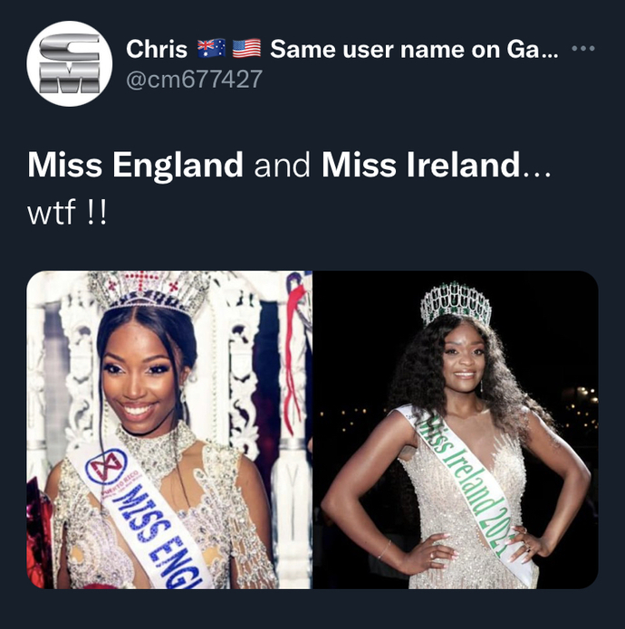 Miss England and Miss Ireland don’t represent England or Ireland.