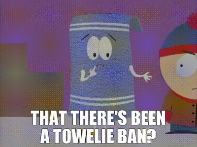 "Youre telling me that theres been a Towelie ban?"