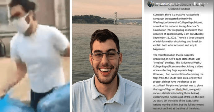 What do you think of this Muslim student removing flags commemorating 9/11?