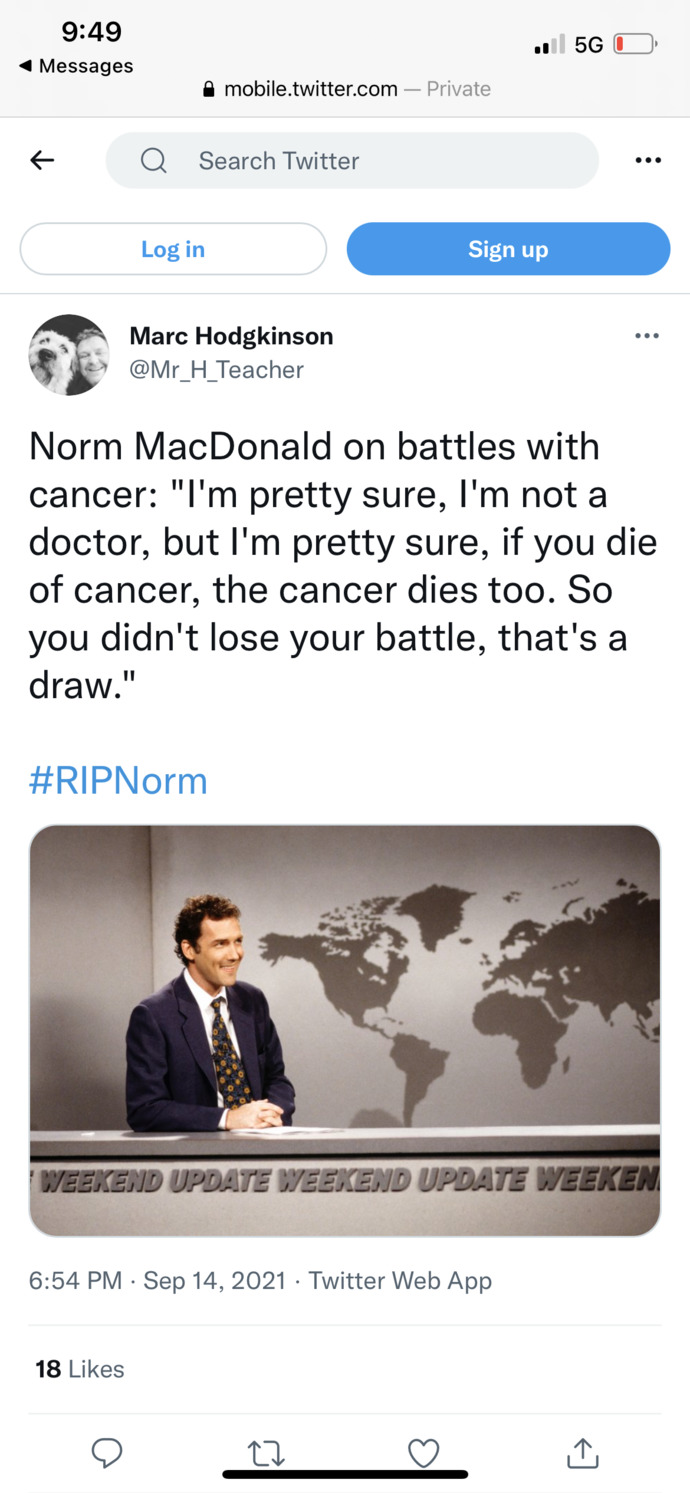 Comedian Norm Macdonald Dead after 9 year battle with cancer. Did you enjoy his work?