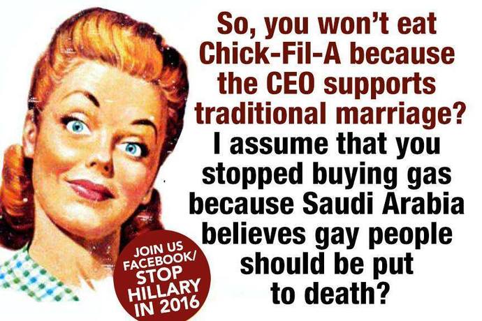 Is it moral to eat at chick fil a?