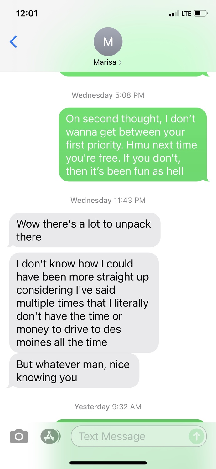 How did I handle this text exchange? Will she be back?