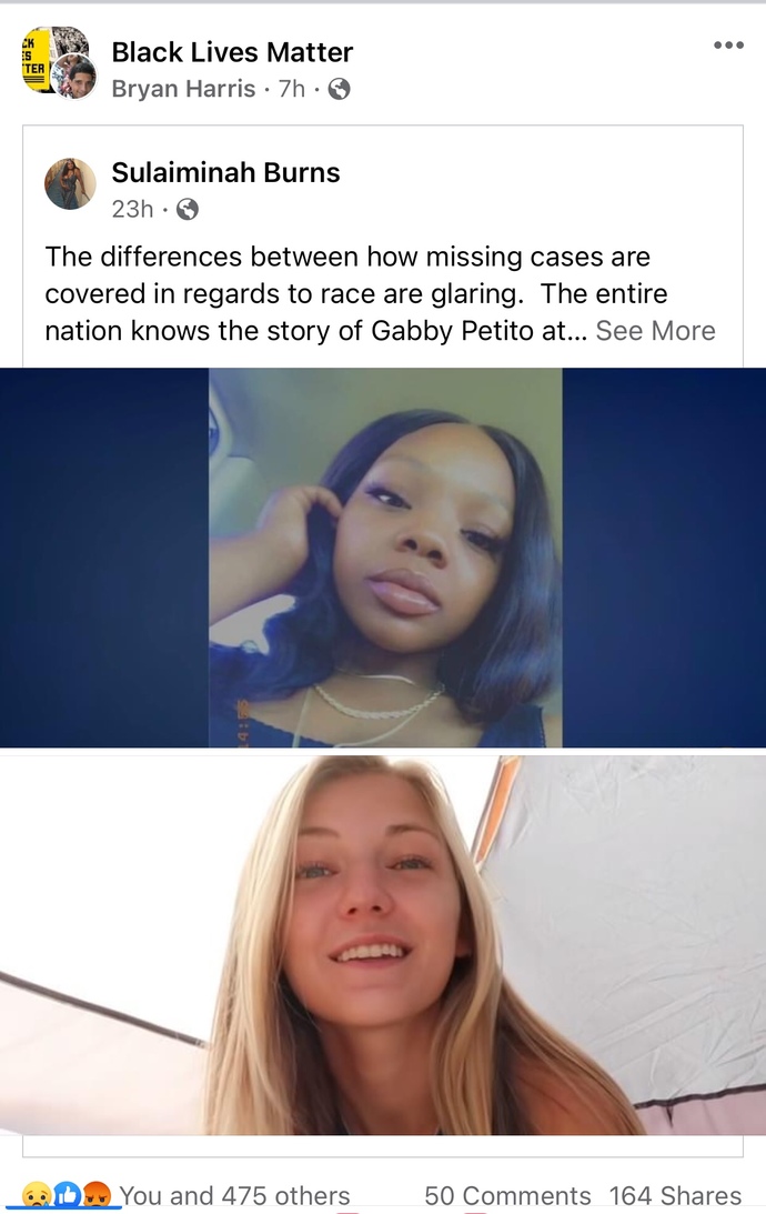 BLM supporters are mad about the Gabby Petito case in terms of the coverage it has due to her being a white woman but why?