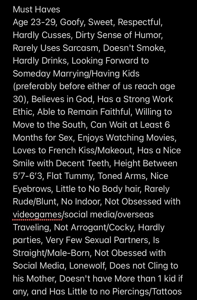 Girls, are you standards really high when it comes to men you want to date?