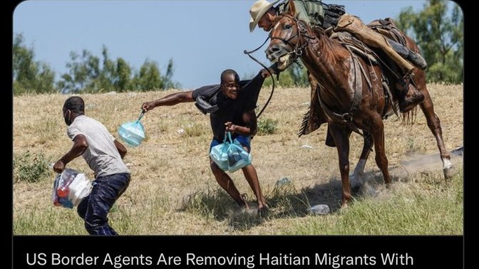 Border agents on the Texas border uses horses and whips on Haitians, thoughts on that?