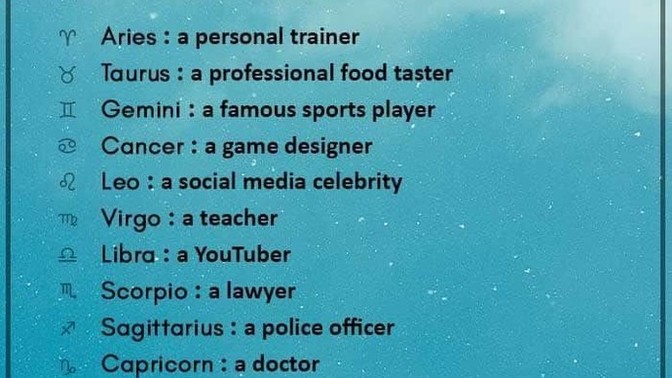 Your future career is determined by your zodiac sign, which job did you gotten?