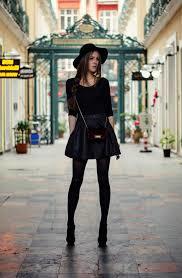 Tights and black skirt