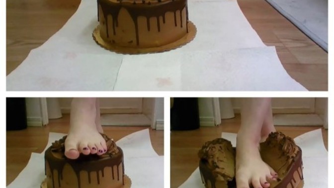 Would you ever like to try crushing a cake with your barefeet?