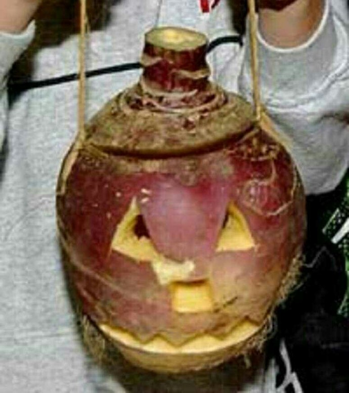 Have you ever carved a Halloween lantern out of a swede?