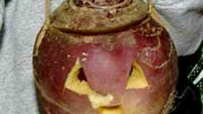 Have you ever carved a Halloween lantern out of a swede?