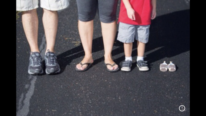 Dad, mom, big brother, little brother’s shoes