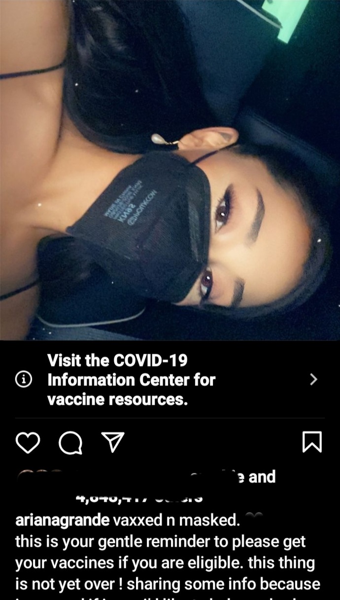 Ariana Grande reminding her fans to get vaccinated...