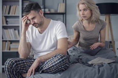 Woman disappointed because her partner finished too fast and wants to “talk” and his problem. (Not me in the picture)