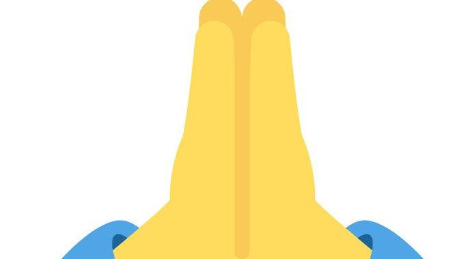 What does this emoji - it looks like two hands pressed together in prayer - mean to you. Thank you, praying, some people say high five?